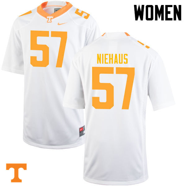 Women #57 Nathan Niehaus Tennessee Volunteers College Football Jerseys-White - Click Image to Close